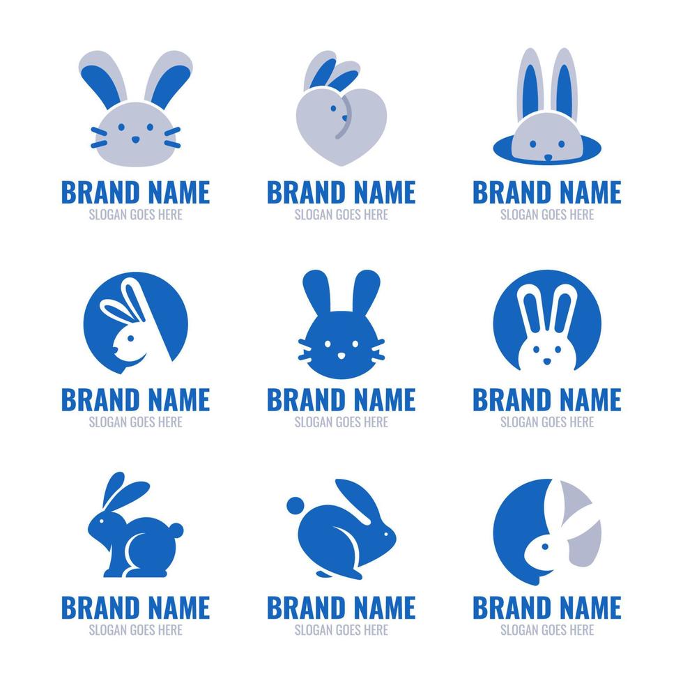 Rabbits Logo Set Collection vector