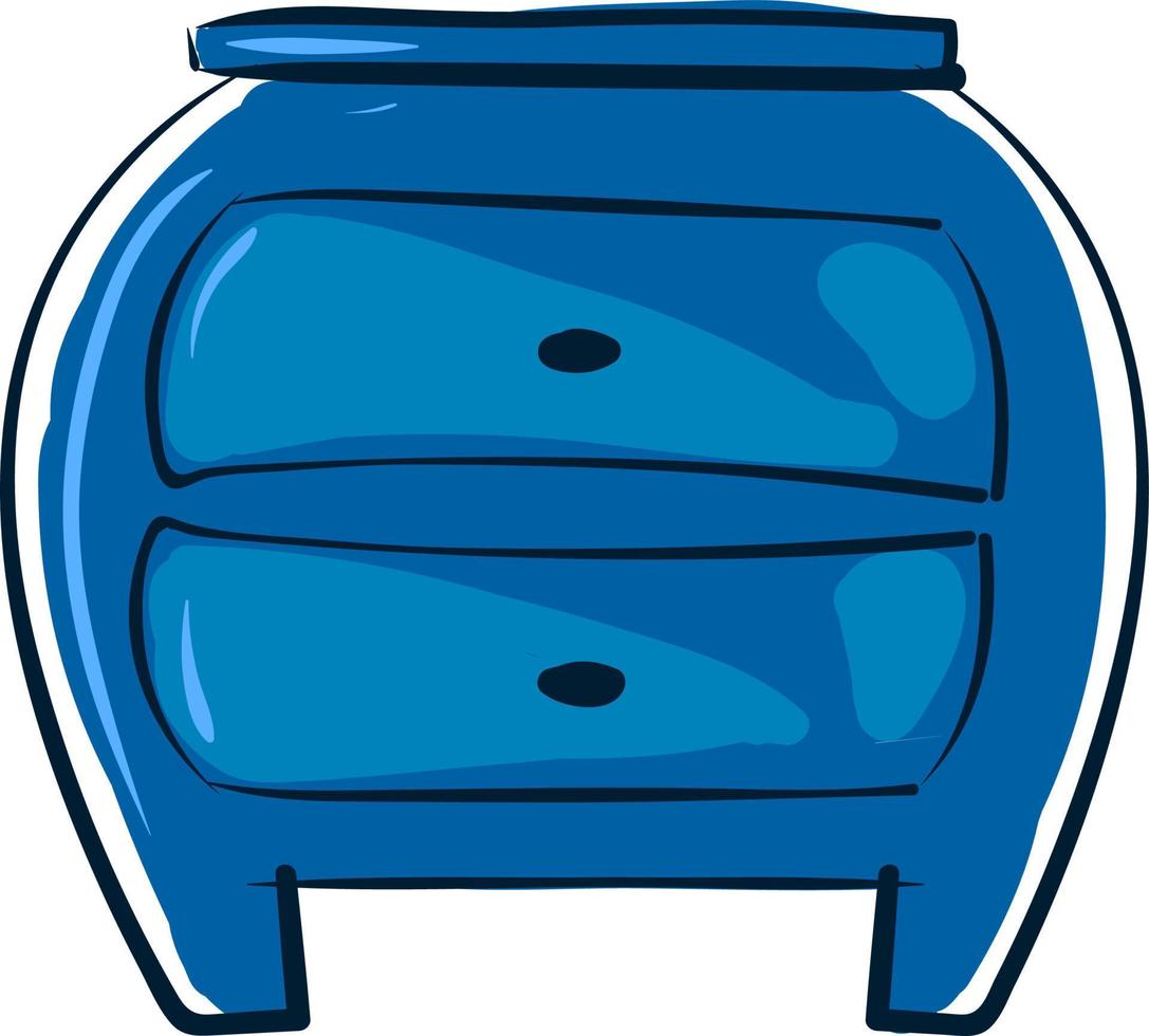 Blue bedside table, illustration, vector on white background.