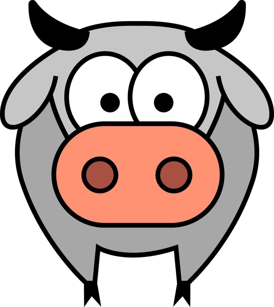 Grey cow, illustration, on a white background. vector