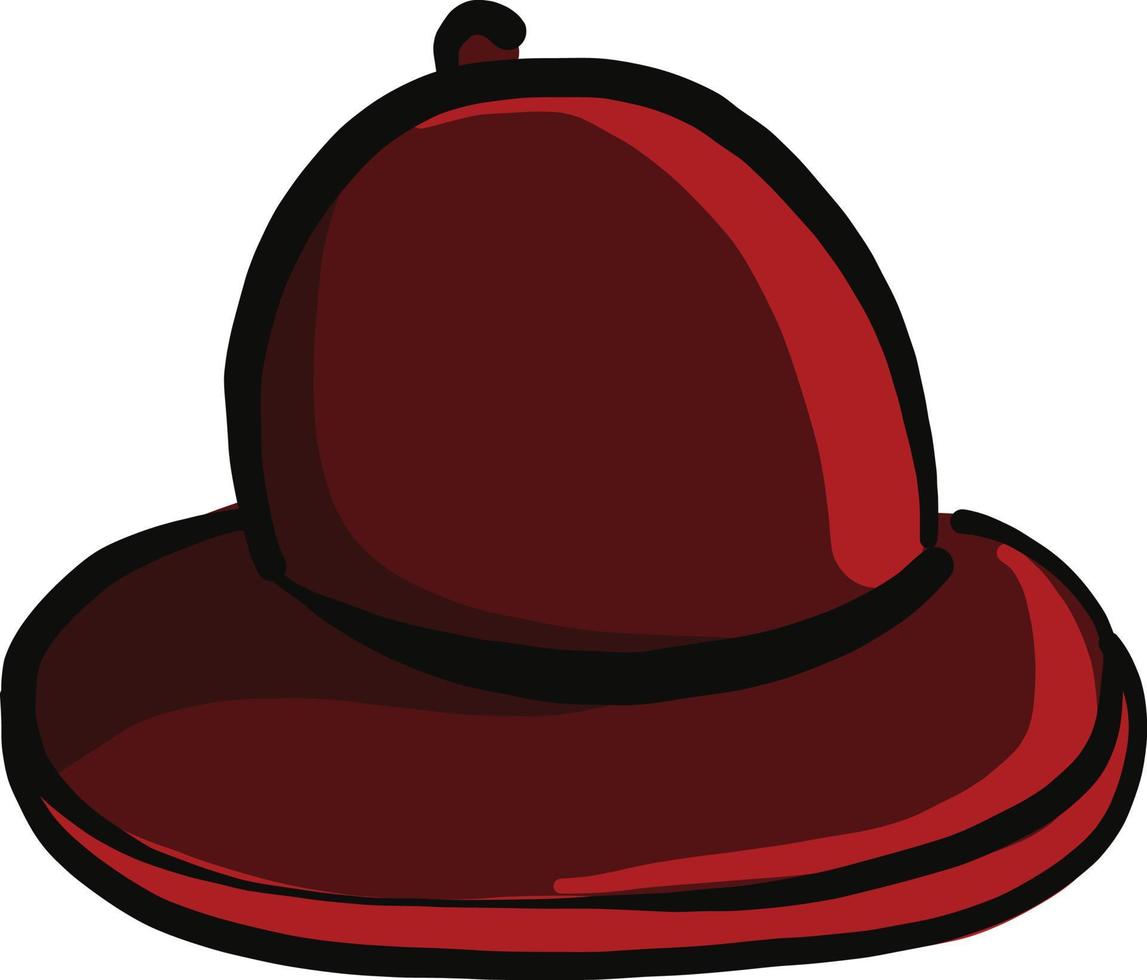 Elegant brown hat, illustration, vector on a white background.