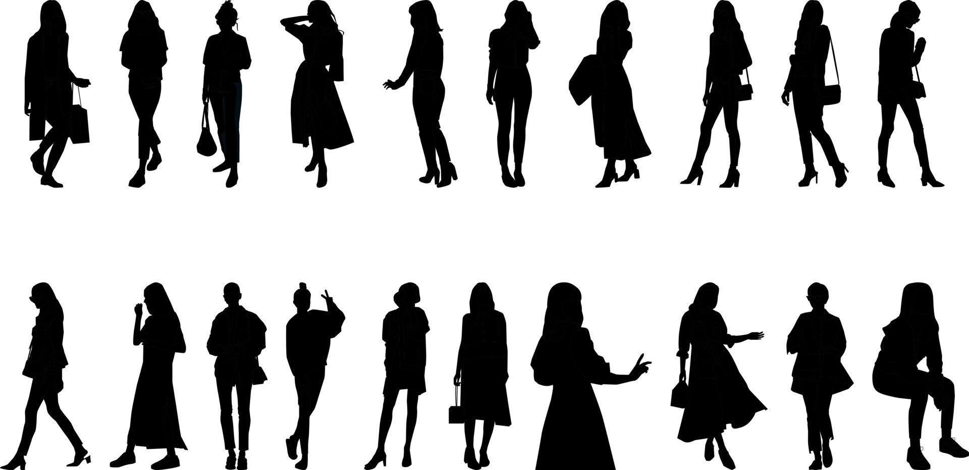 Fashionable womens activity silhouette, high resolution, and realistic. vector