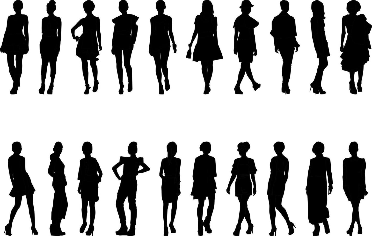 silueta de actividad femenina de moda, alta resolución y realista. vector