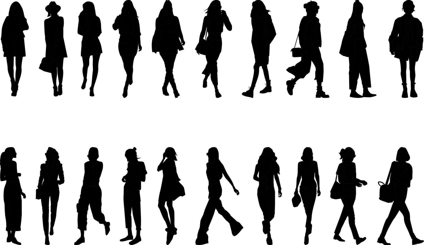 Fashionable womens activity silhouette, high resolution, and realistic. vector