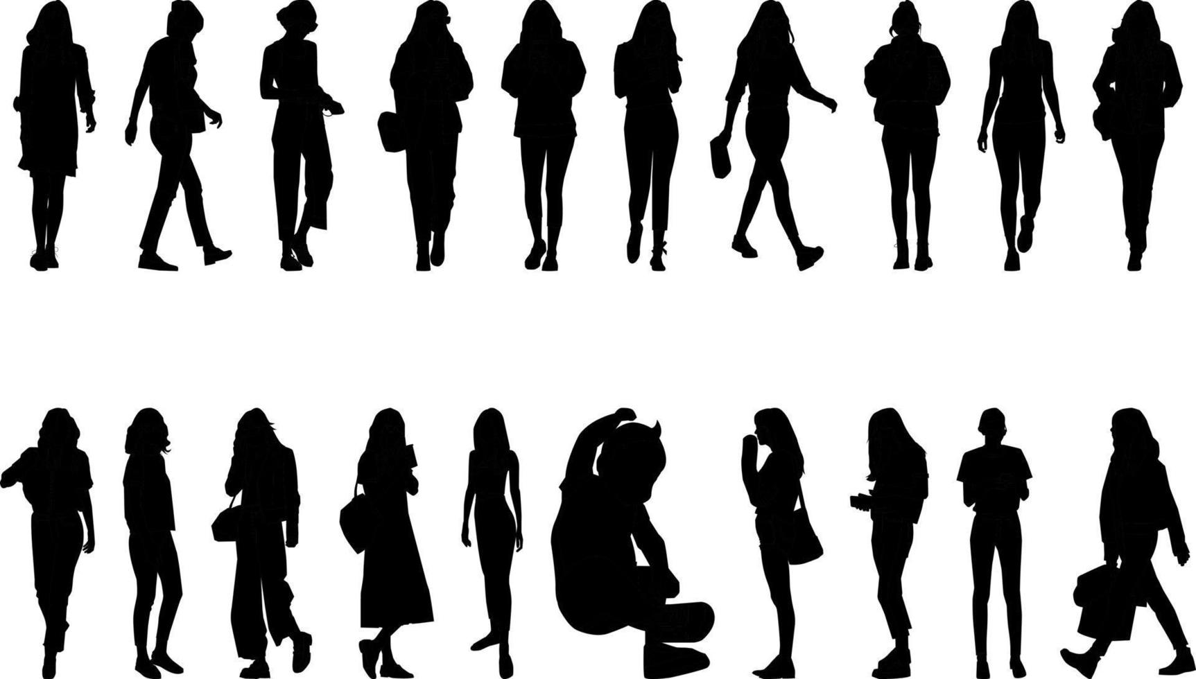 silueta de actividad femenina de moda, alta resolución y realista. vector