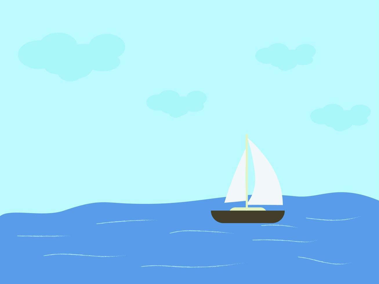barco sobre el agua, ilustración, vector sobre fondo blanco.