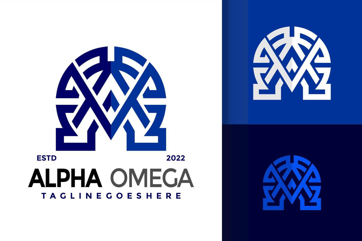 diseño de logotipo alfa omega, vector de logotipos de identidad de marca, logotipo moderno, plantilla de ilustración vectorial de diseños de logotipos