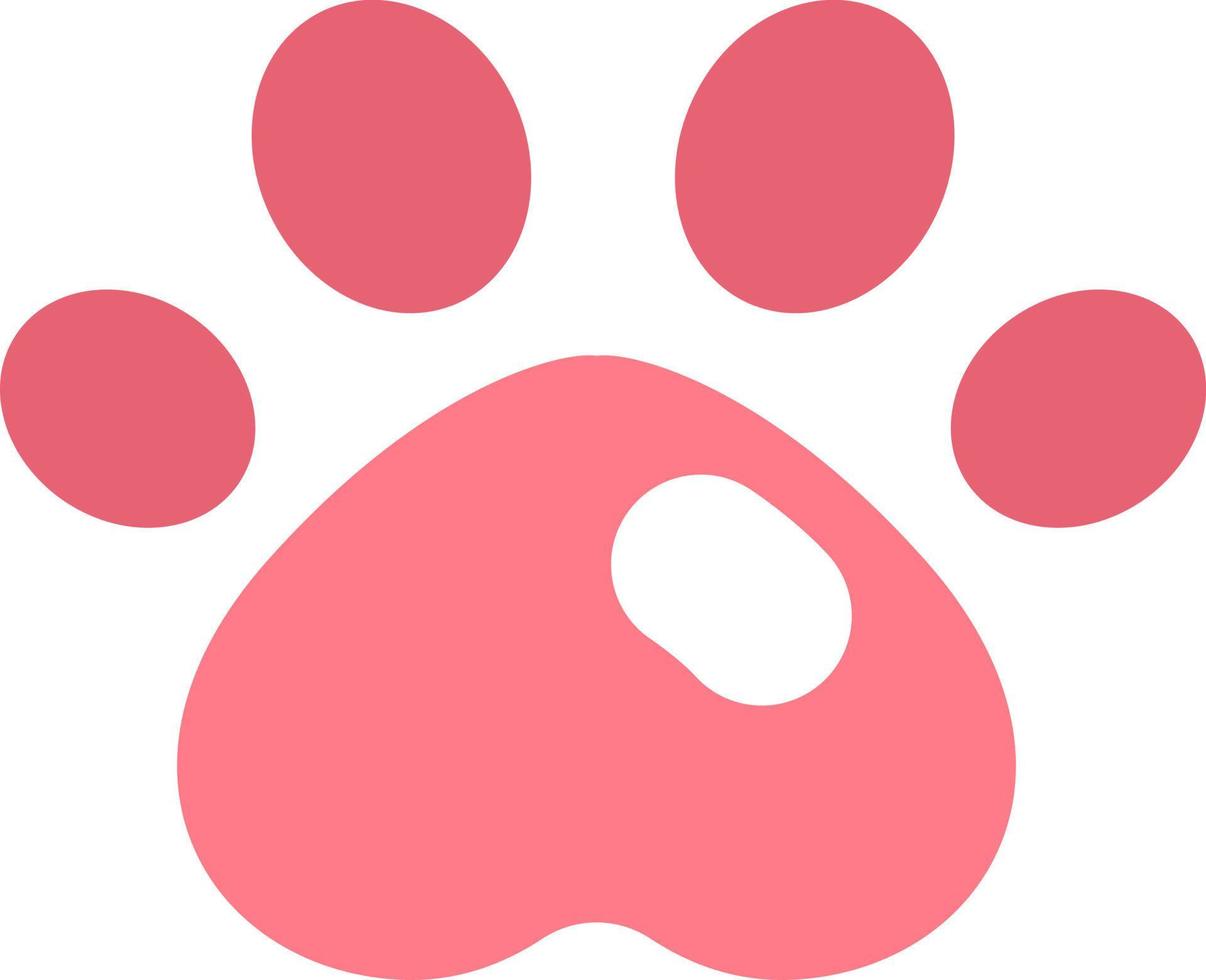 Pet paw print, illustration, vector on a white background.