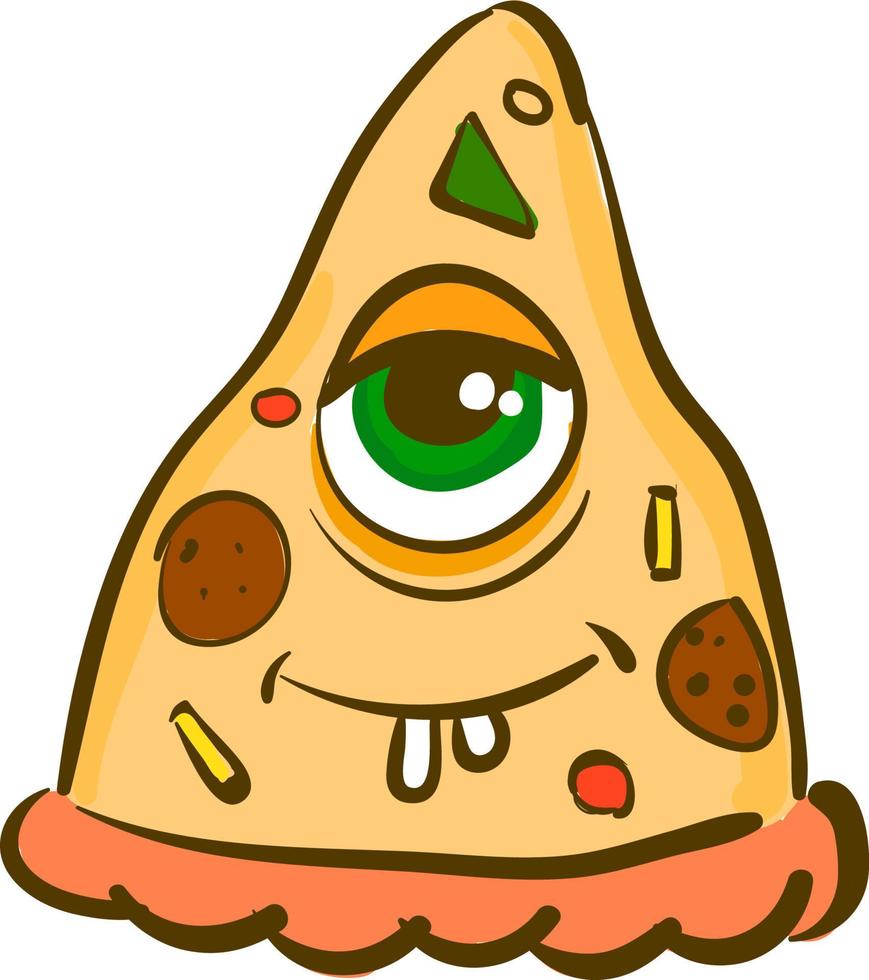 pizza con un solo ojo, vector o ilustración en color.