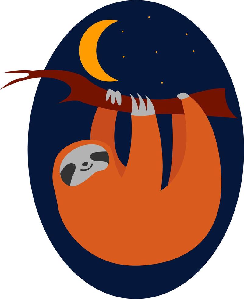 Sleeping sloth, illustration, vector on white background.