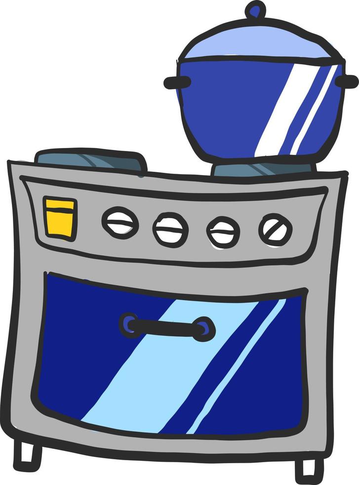 Blue stove, illustration, vector on white background