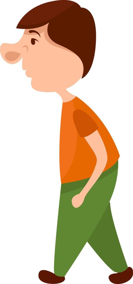 niño aburrido en pantalones verdes, ilustración, vector sobre un fondo blanco.