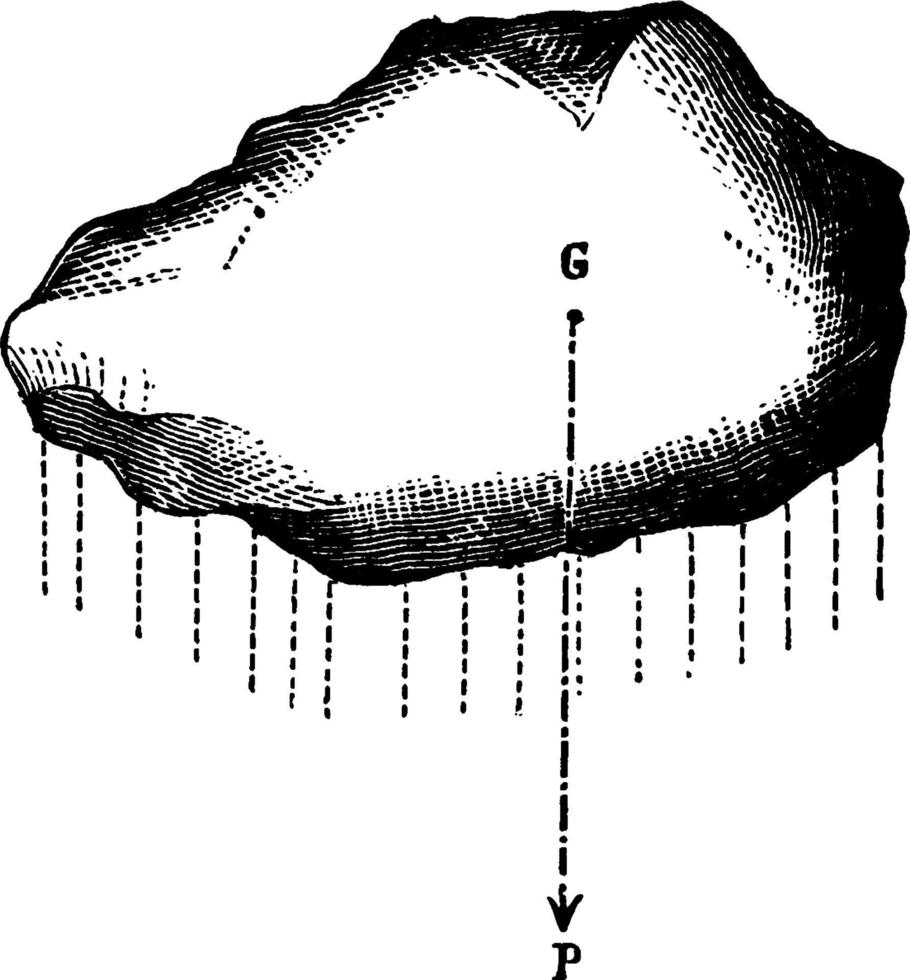 Center of Mass or Center of Inertia, vintage illustration. vector