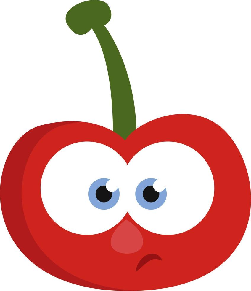 Cherry with eyes, illustration, vector on a white background.