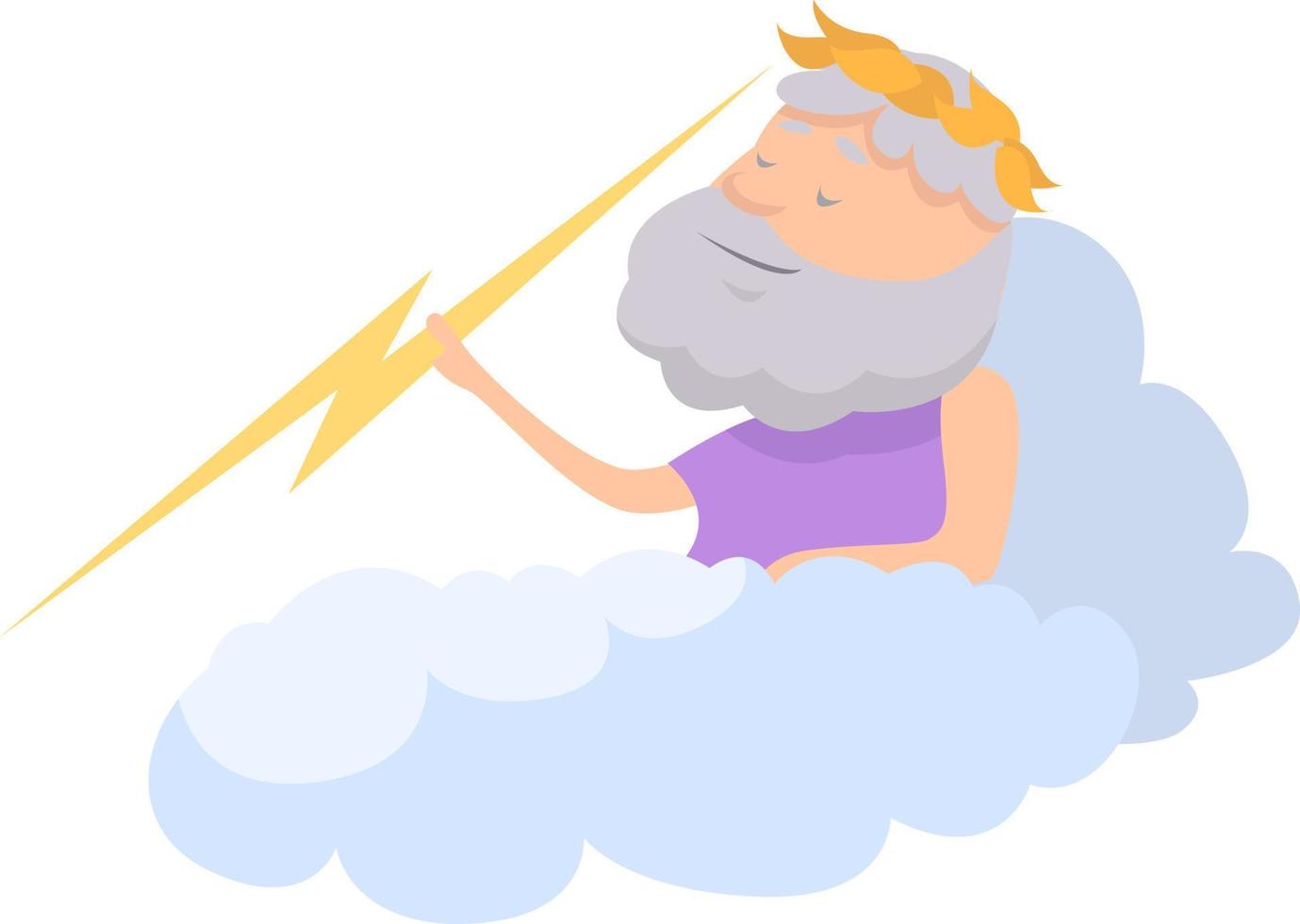 Zeus with lightning, illustration, vector on white background.