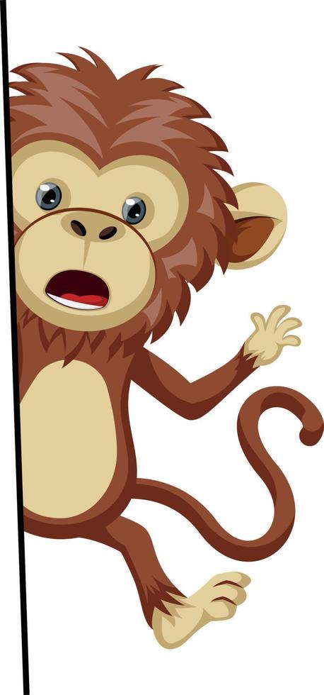 Monkey at the door, illustration, vector on white background.
