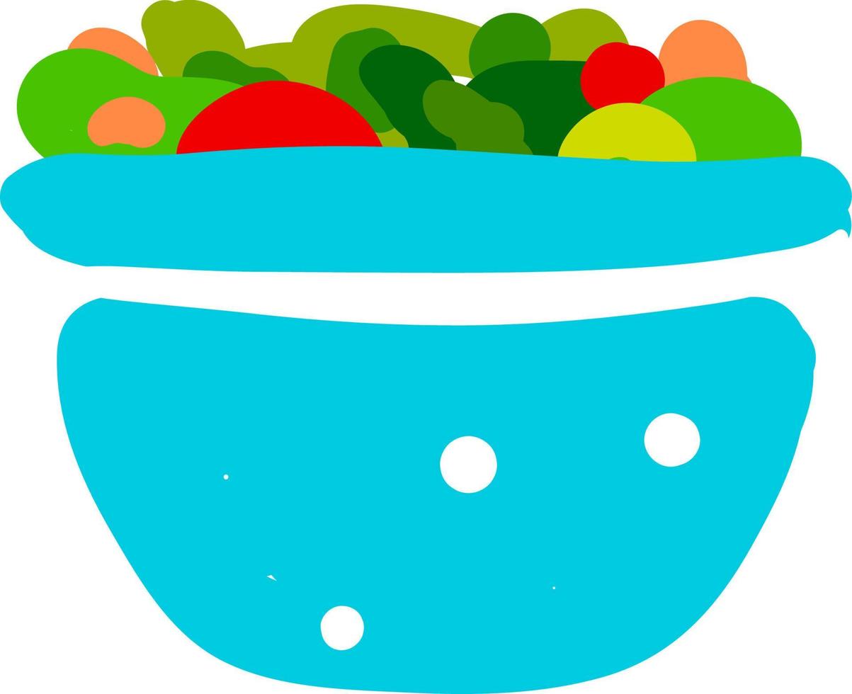 Ensalada de frutas, ilustración, vector sobre fondo blanco.