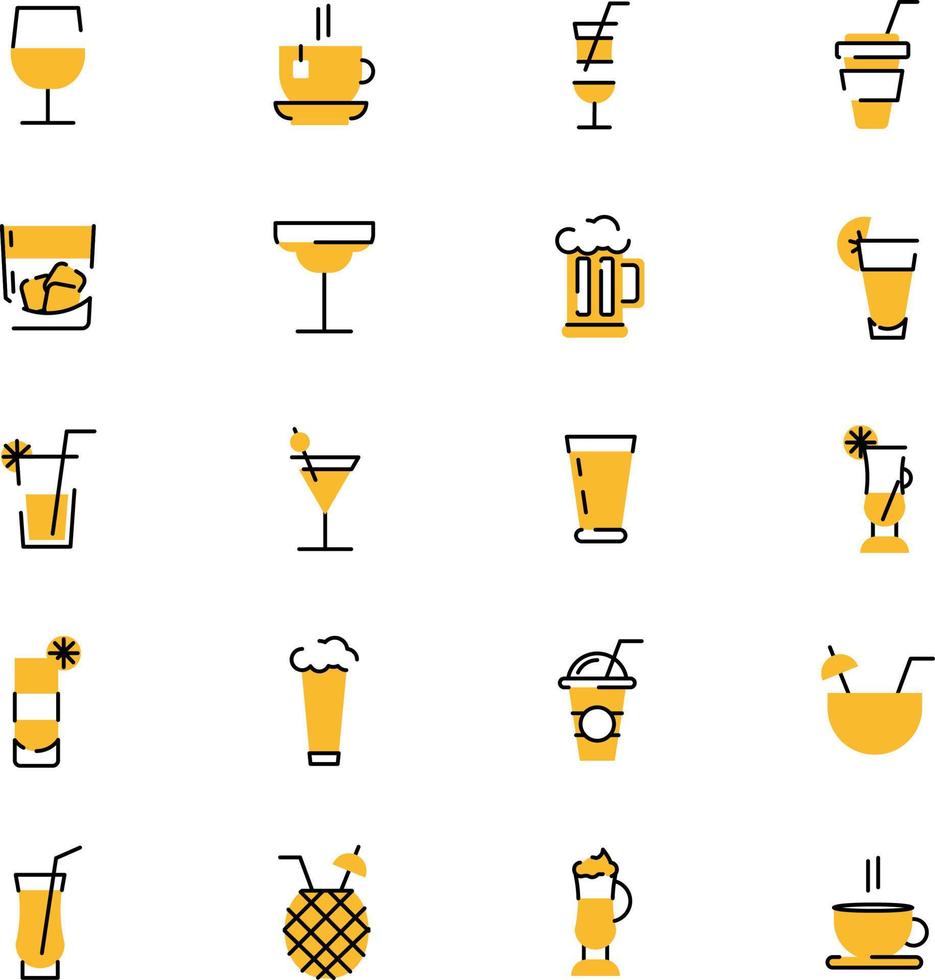 Open Bar drinks, illustration, vector on a white background.