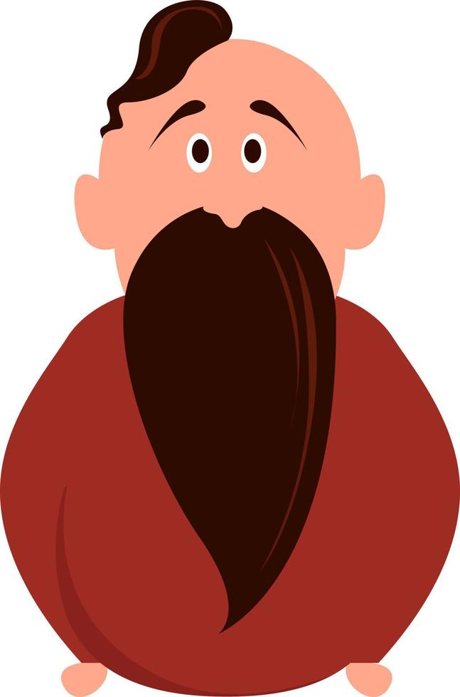 Man with beard, illustration, vector on white background.