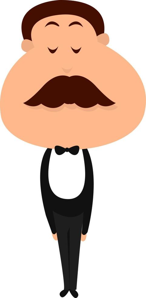 mayordomo, con, bigote, ilustración, vector, blanco, plano de fondo vector