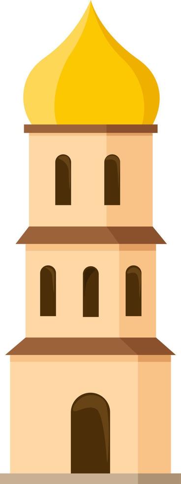 Building with yellow roof, illustration, vector on white background.