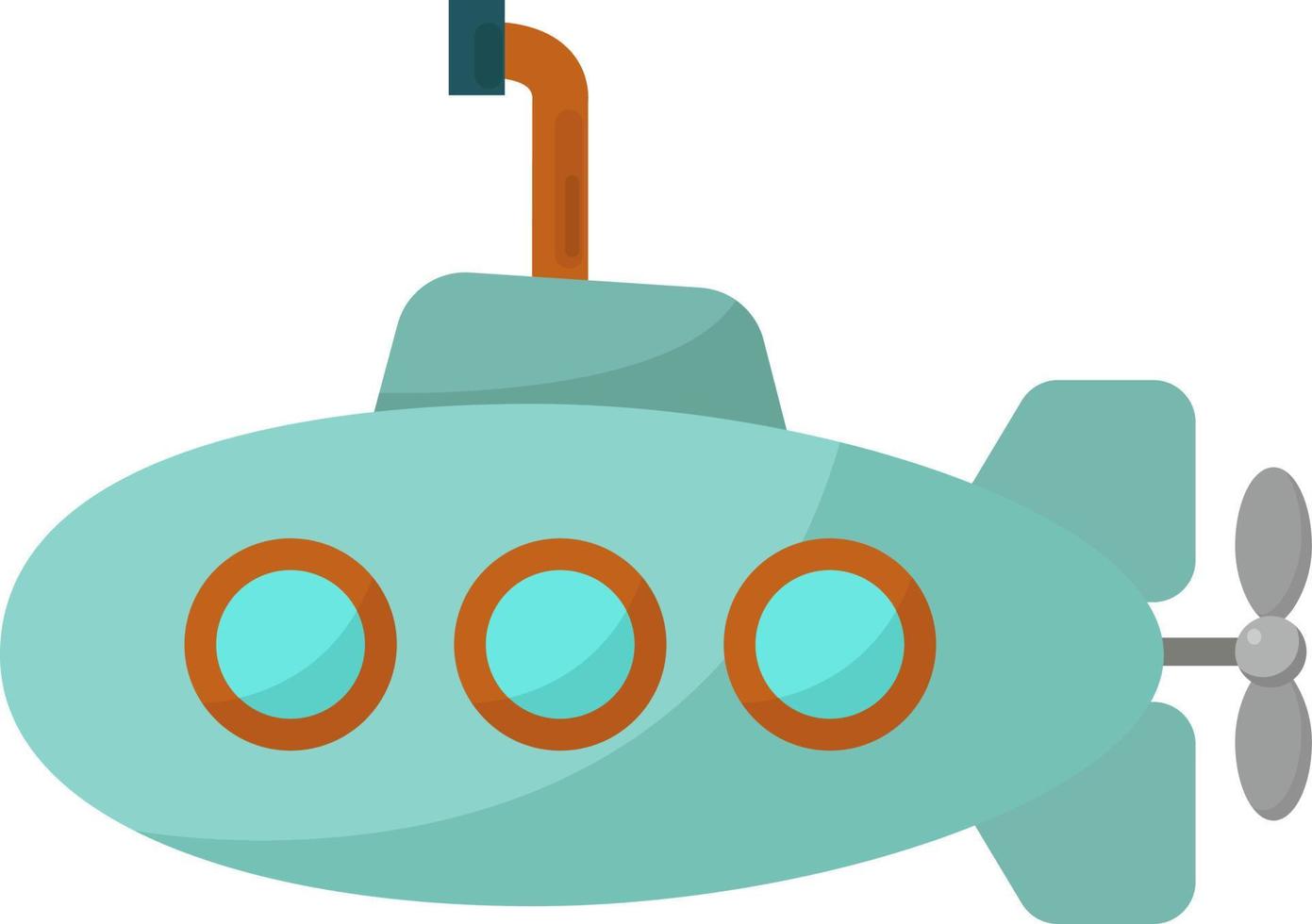 submarino azul, ilustración, vector sobre fondo blanco