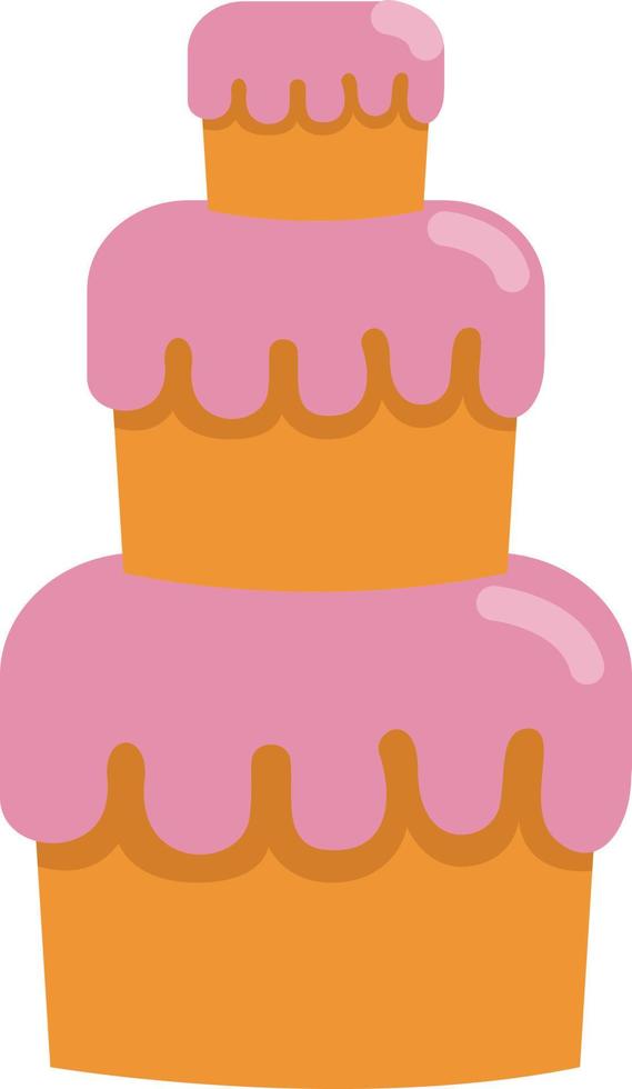 Cake with three layers, illustration, vector on white background.
