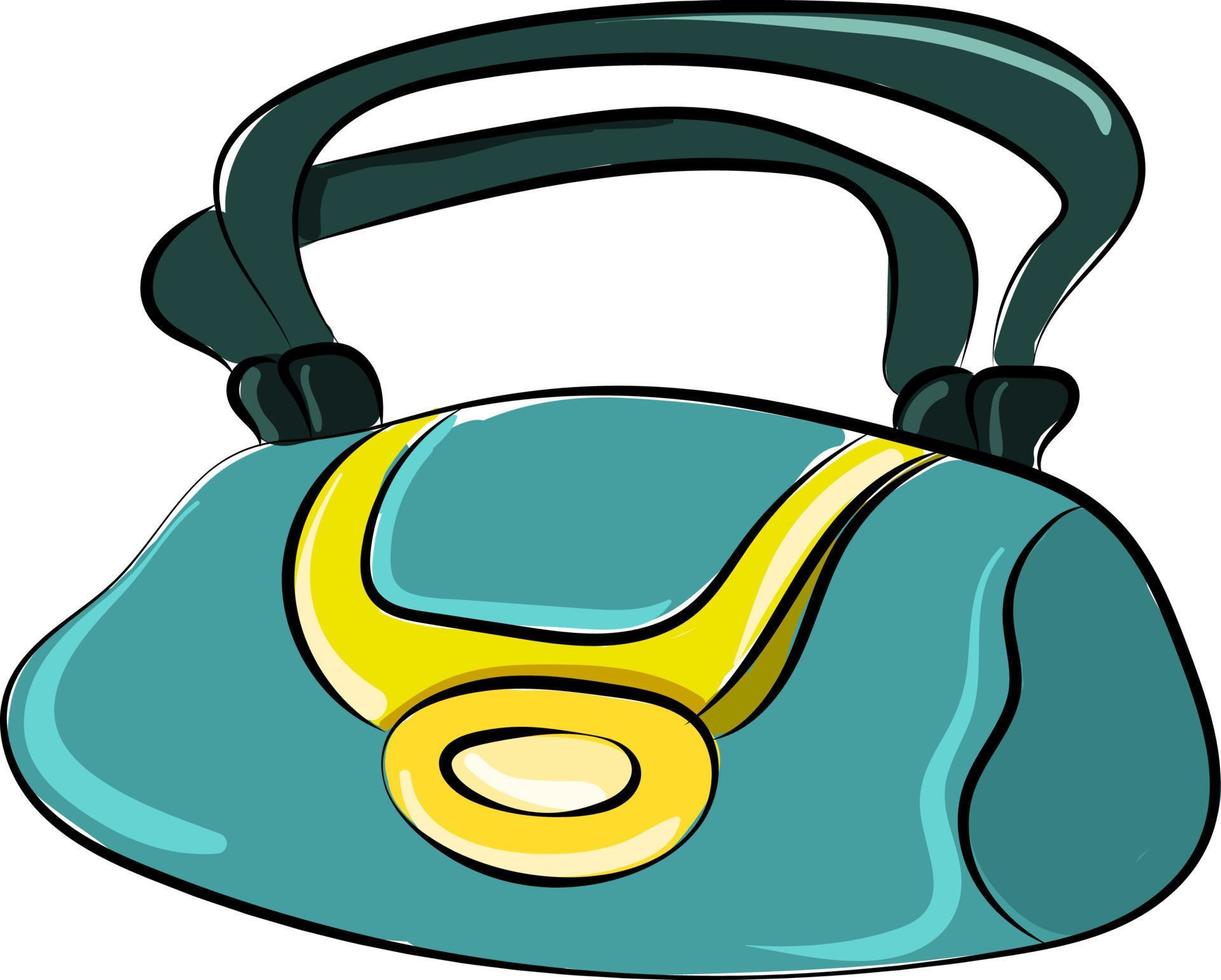 Blue woman bag, illustration, vector on white background.