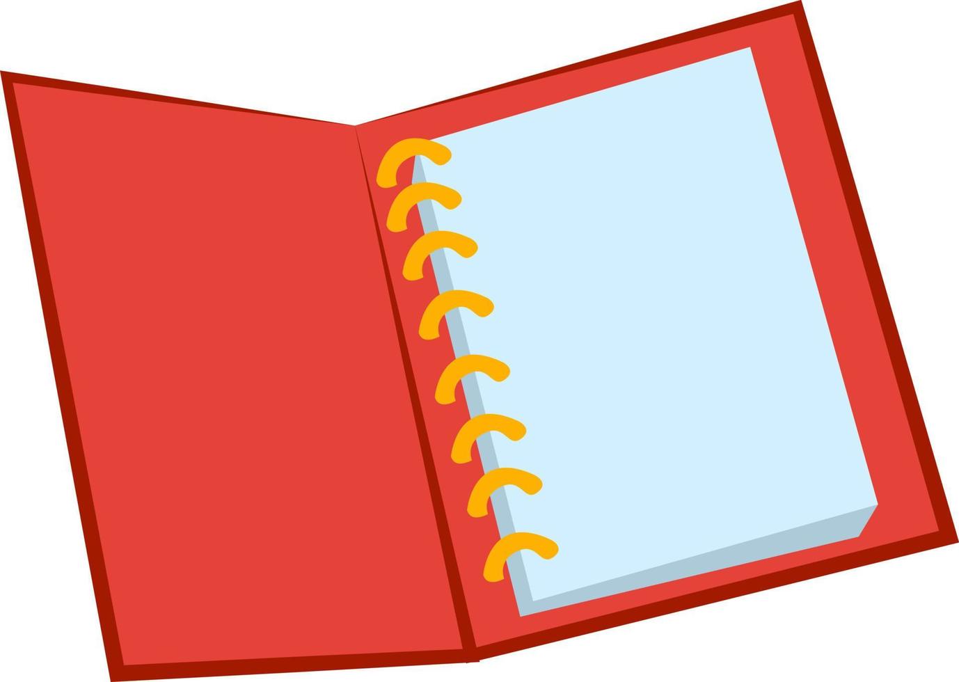 Red notebook, illustration, vector on white background.