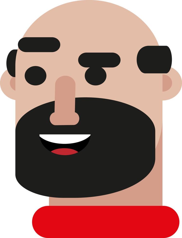 Man with thick beard, illustration, vector on a white background.