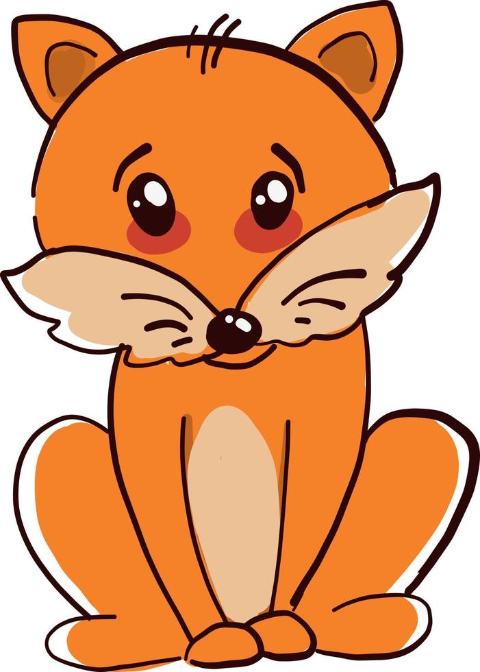 Sad fox, illustration, vector on white background