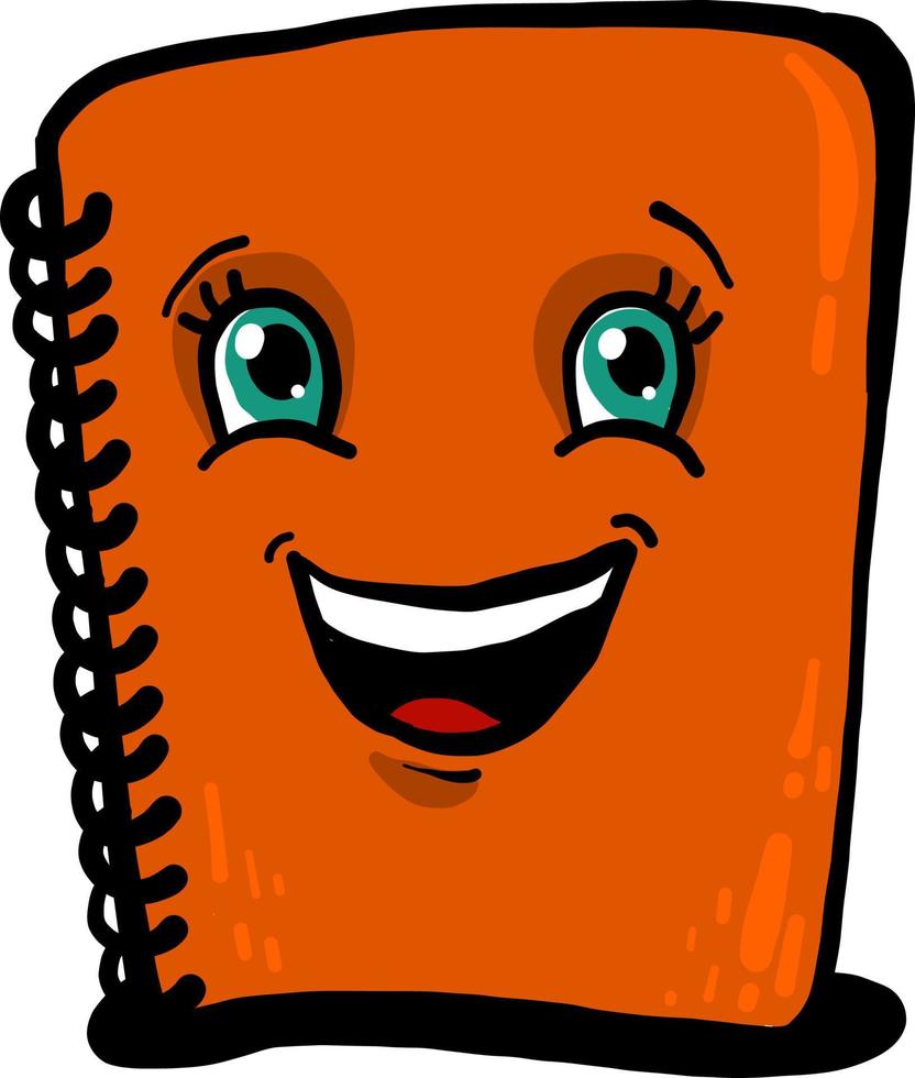 Orange notebook, illustration, vector on white background