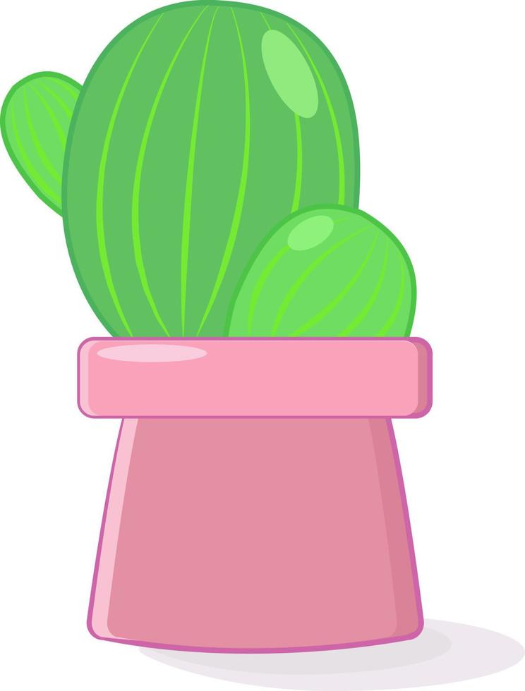 Cactus en maceta rosa, ilustración, vector sobre fondo blanco.