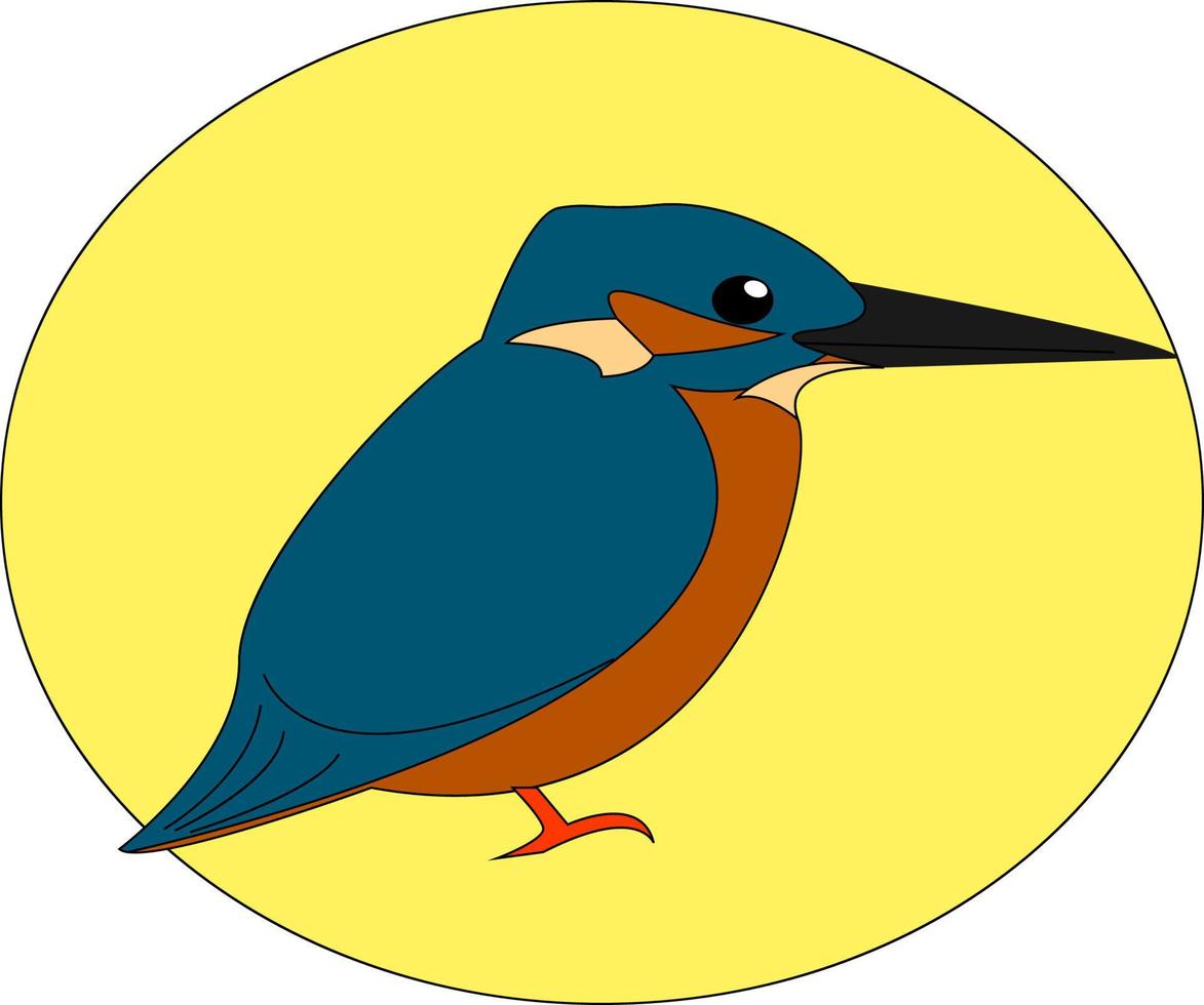 Common kingfisher, illustration, vector on white background.