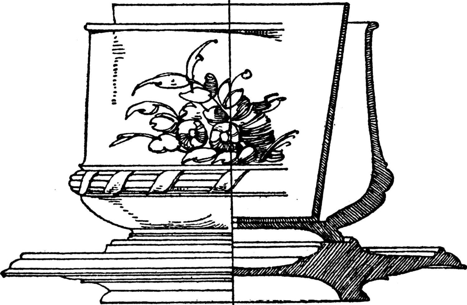 Modern Flower-Pot, vintage illustration. vector