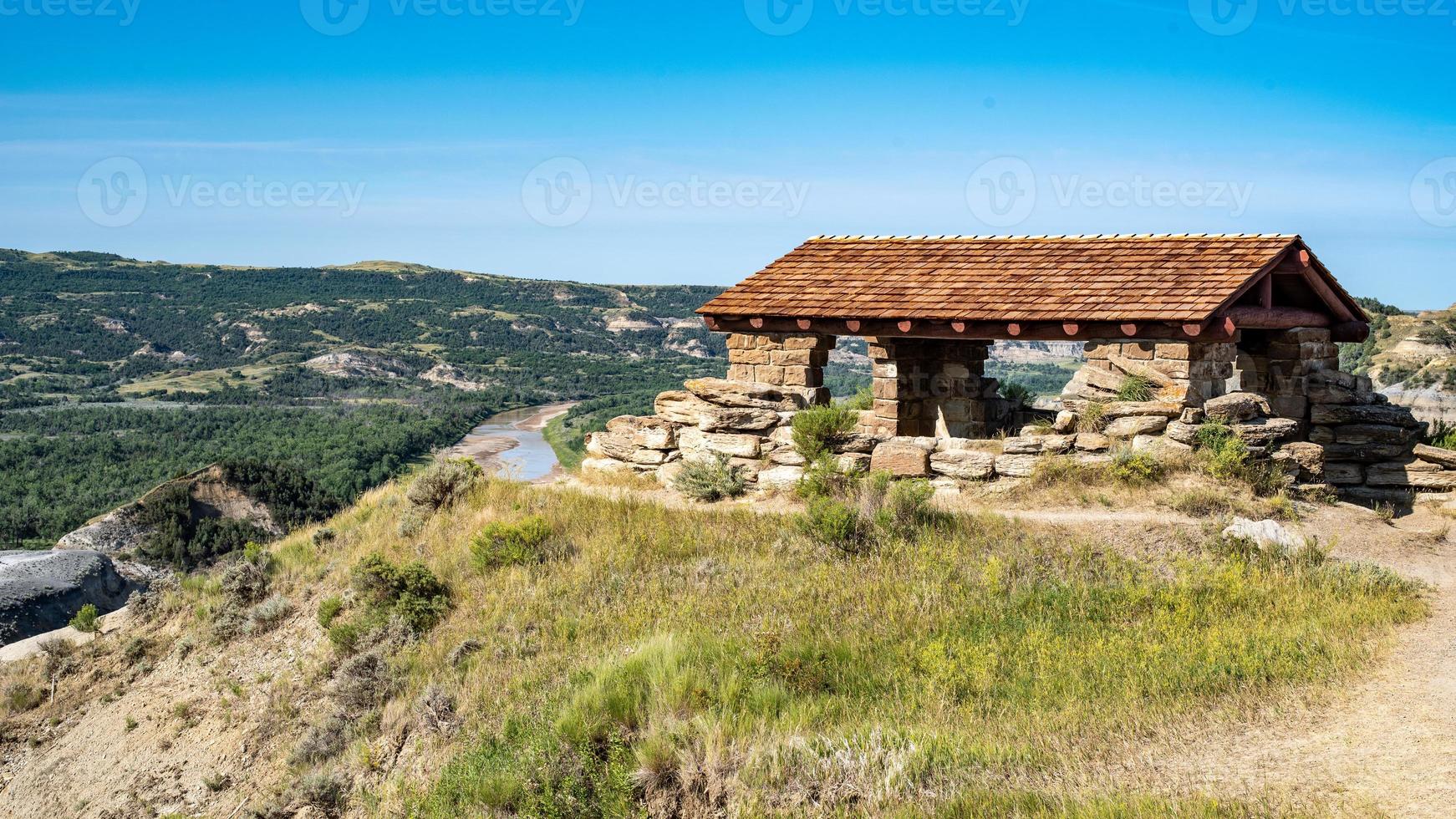 Shelter at Riverbend Overlook Over the Little Missouri River photo