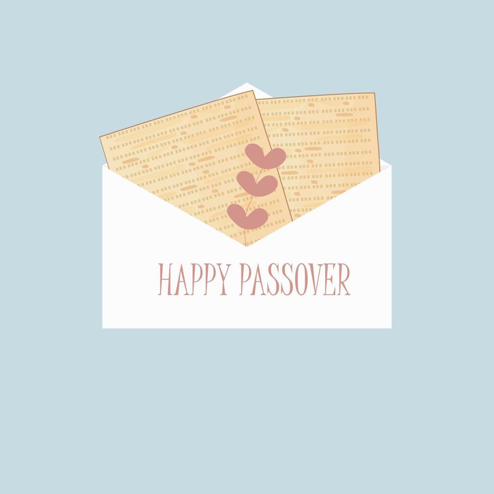 Happy Passover greeting card. Pesach holiday concept with envelope and matzah vector