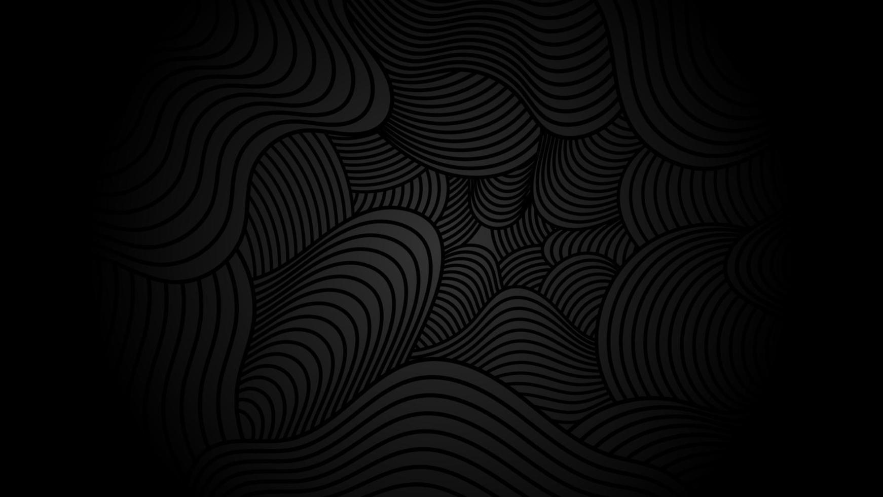Fondo de presentación abstracta de curva de onda moderna 3d. fondo de capa de líneas. decoración abstracta, patrón, degradados grises, ilustración vectorial 3d. fondo negro oscuro vector