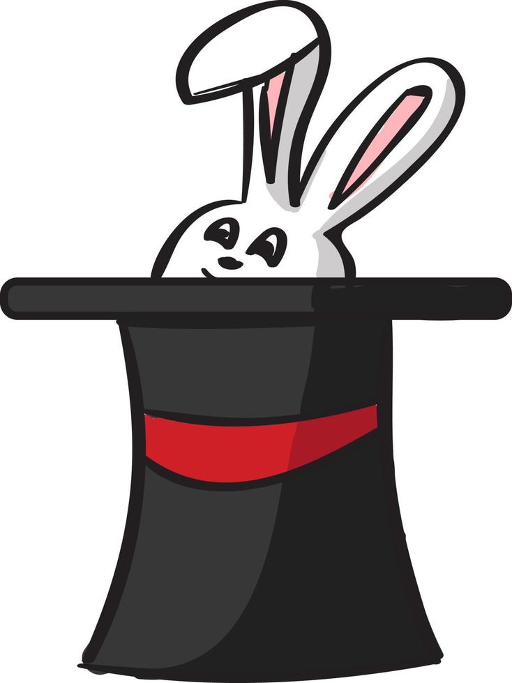 Conejo con sombrero, ilustración, vector sobre fondo blanco.