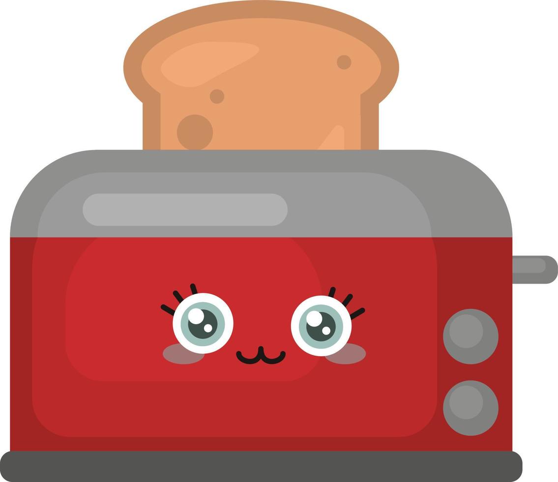 Toaster with toast, illustration, vector on white background