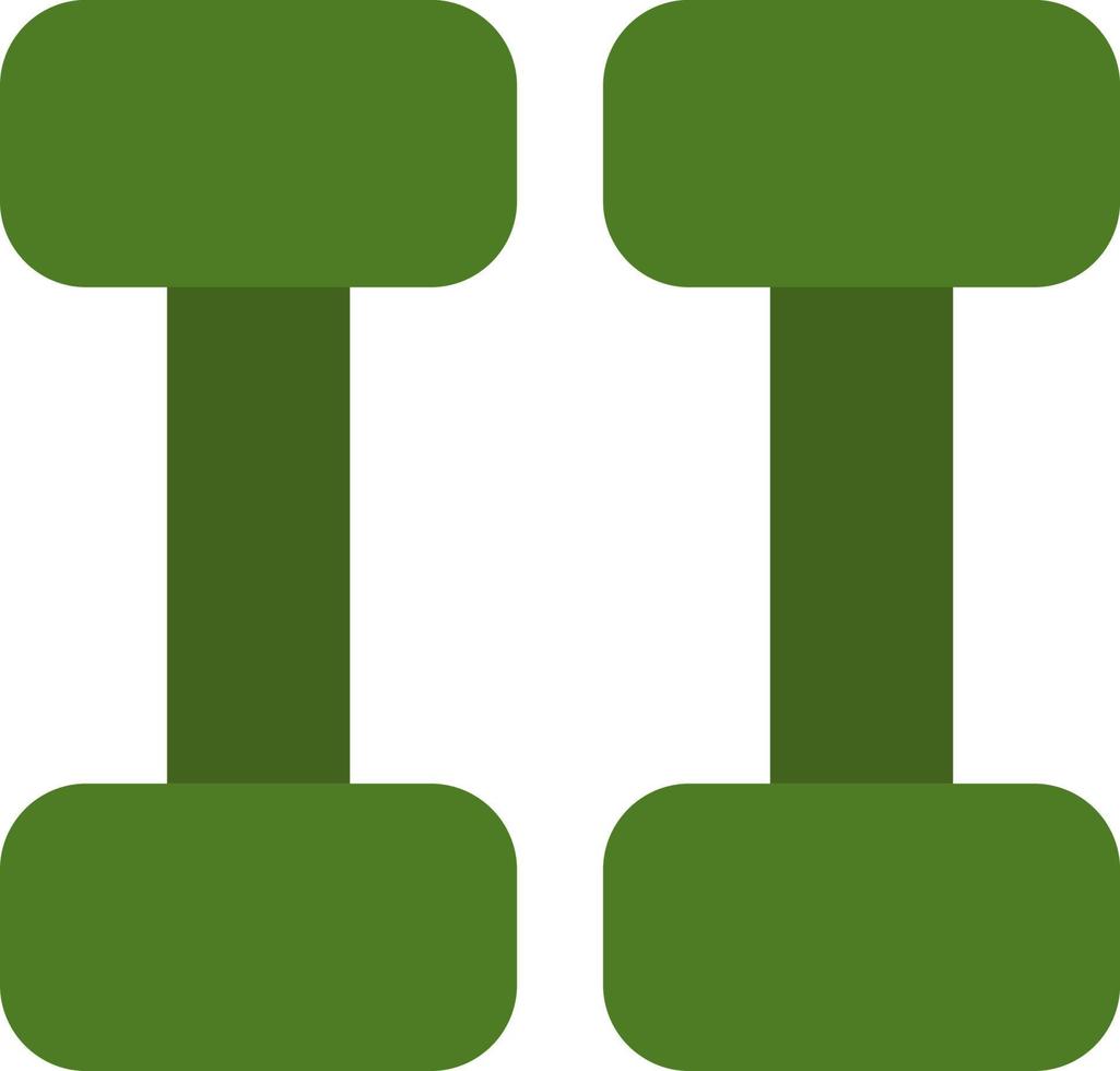 Green dumbbells, illustration, vector on a white background.