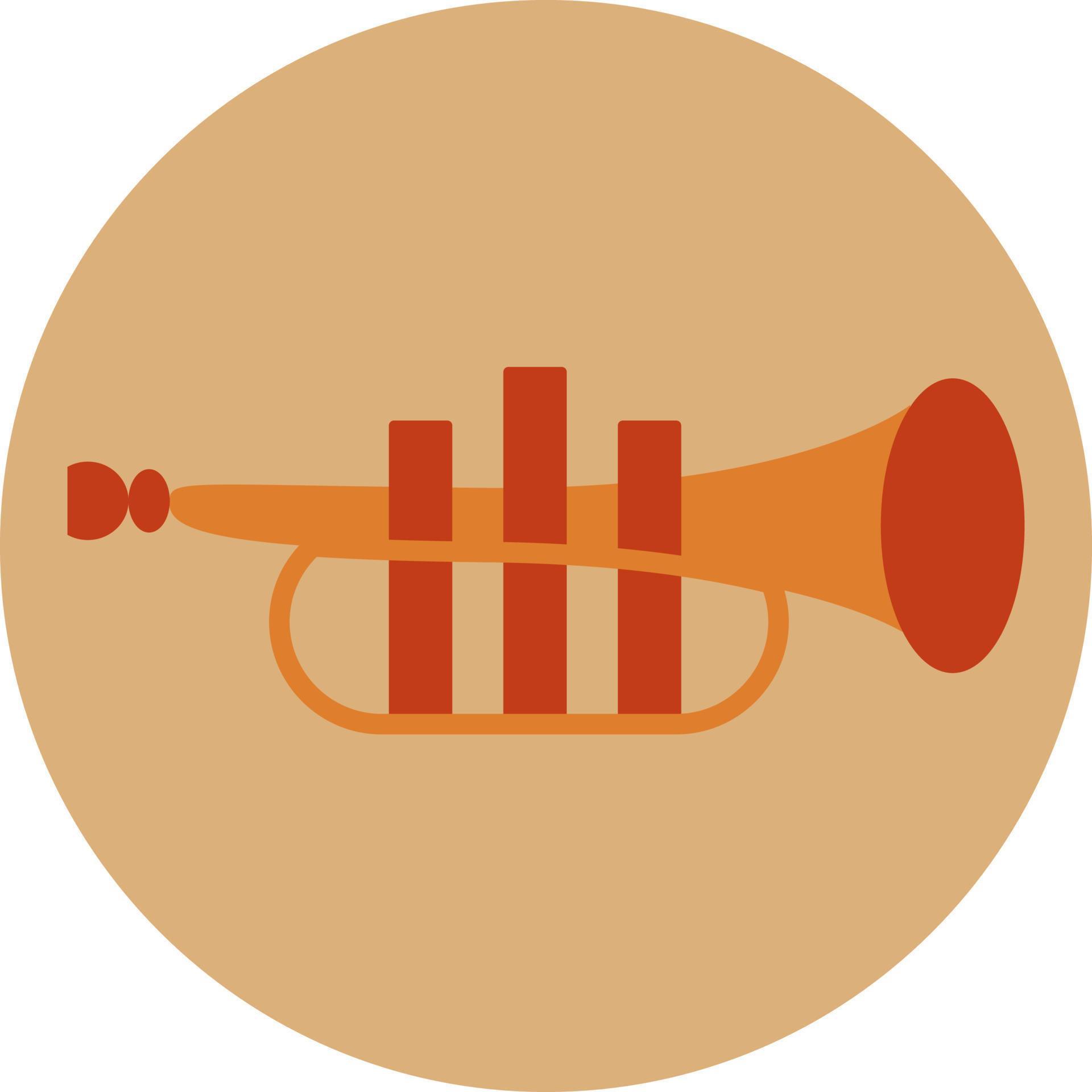 Trumpet instrument, illustration, vector on a white background