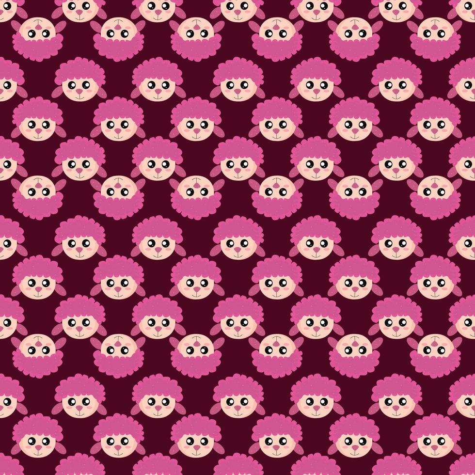 Pink sheep pattern, illustration, vector on white background