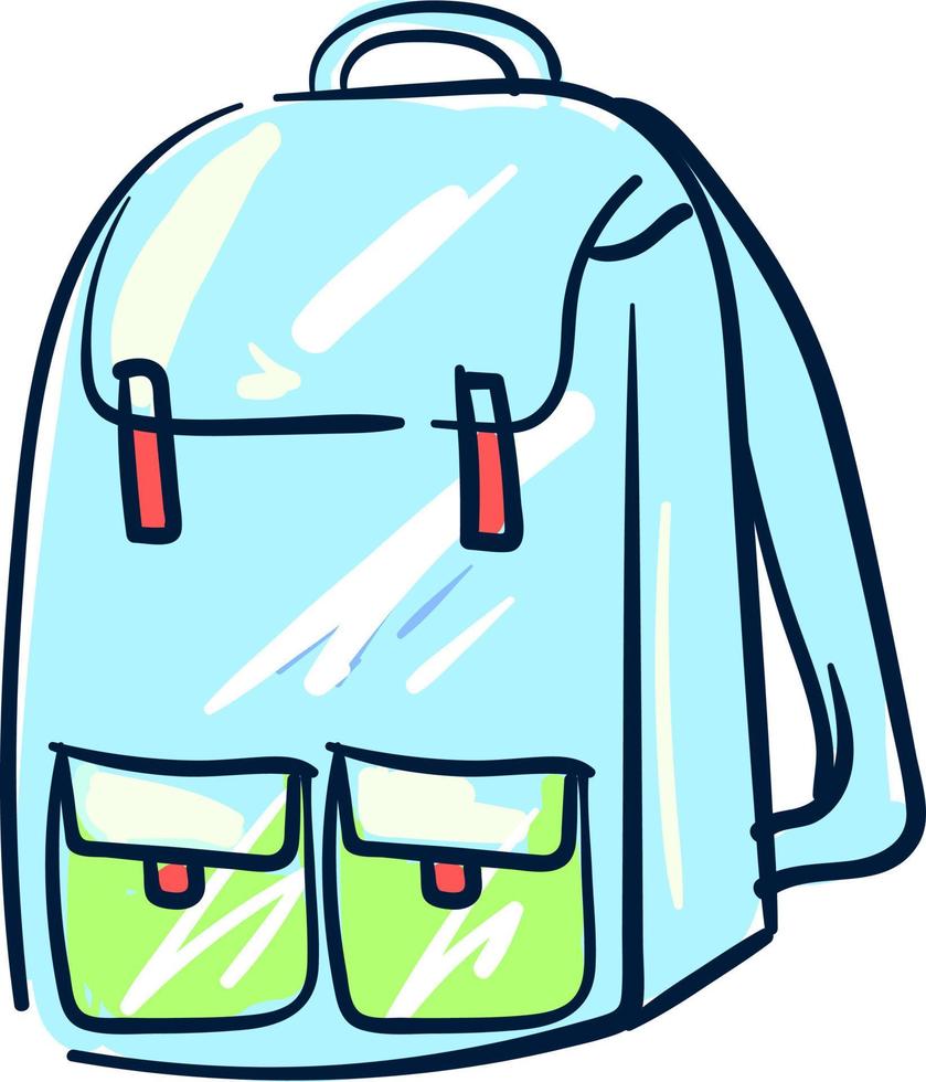 Blue school backpack, illustration, vector on white background