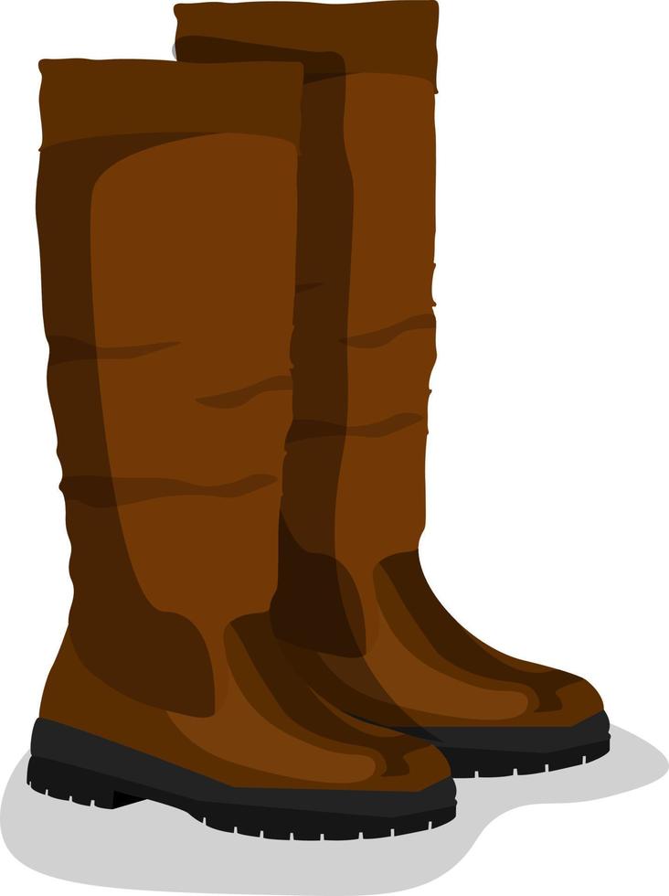 botas de lluvia marrones, ilustración, vector sobre fondo blanco