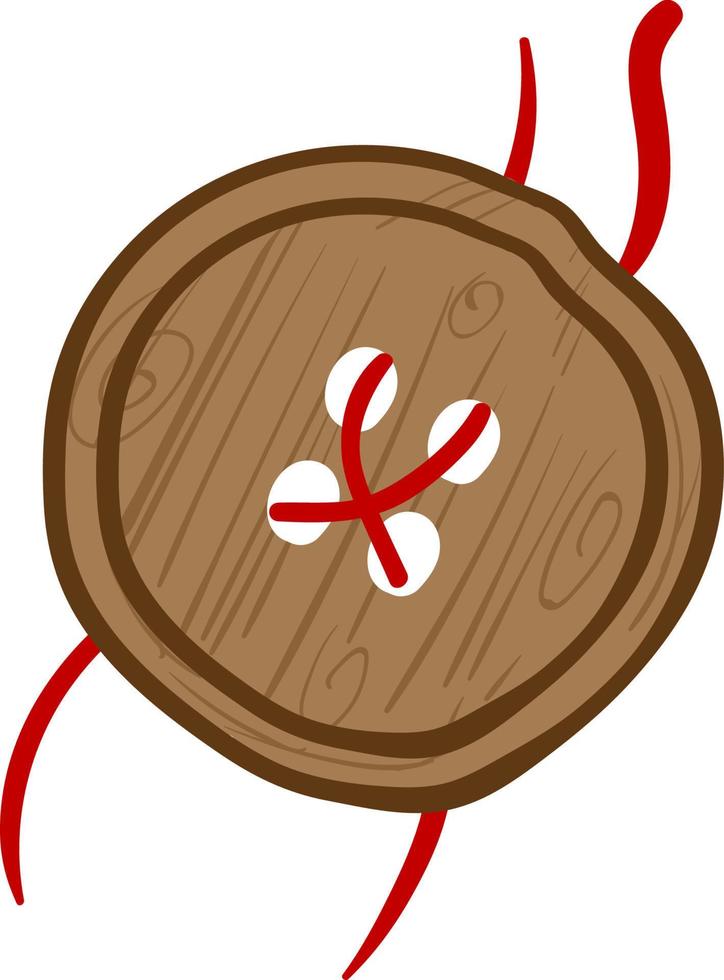Brown wooden button, illustration, vector on white background.