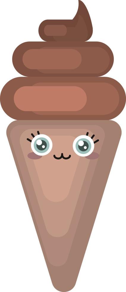 Chocolate ice cream , illustration, vector on white background