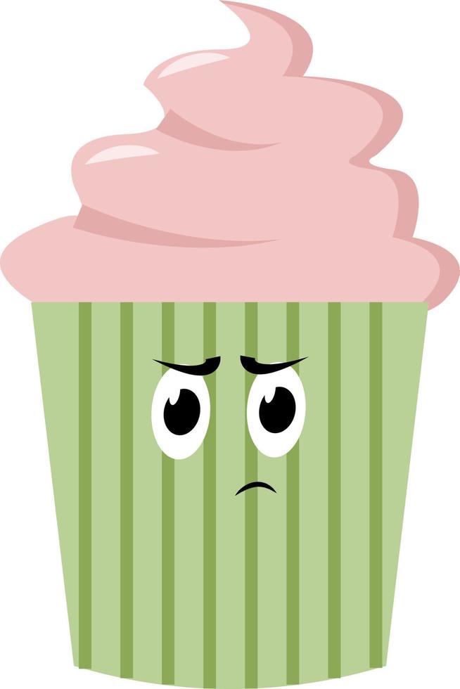 Pink cupcake, illustration, vector on white background.
