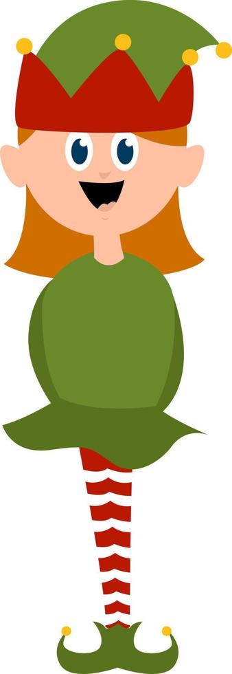 Elf with hat, illustration, vector on white background.