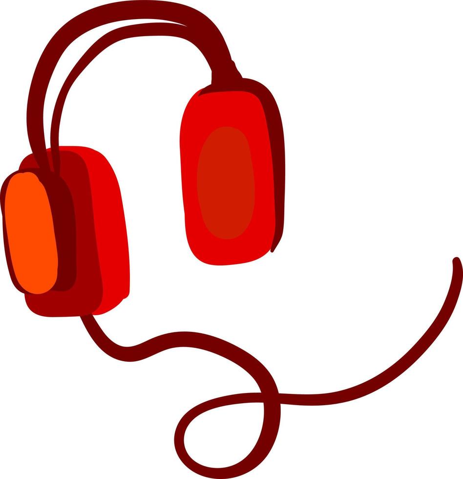 Red headphones, illustration, vector on white background.