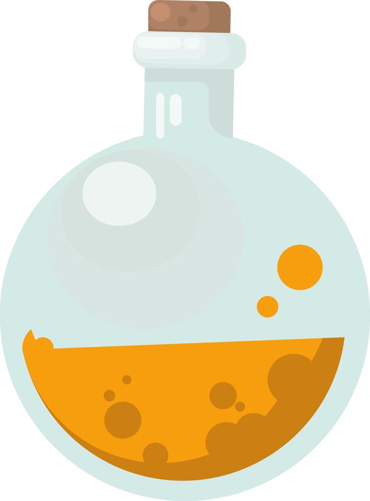 Flask with drink, illustration, vector on white background.